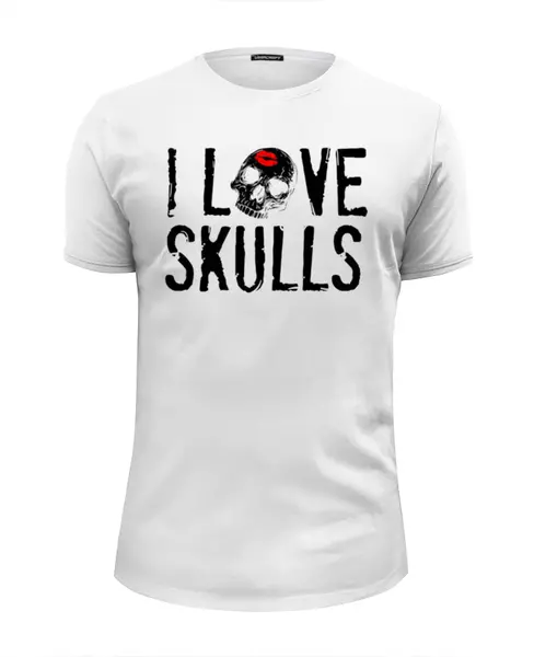 Заказать мужскую футболку в Москве. Футболка базовая I love skulls от Leichenwagen - готовые дизайны и нанесение принтов.