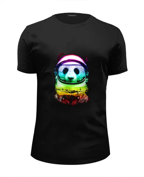 Заказать мужскую футболку в Москве. Футболка базовая Космическая панда от YellowCloverShop - готовые дизайны и нанесение принтов.