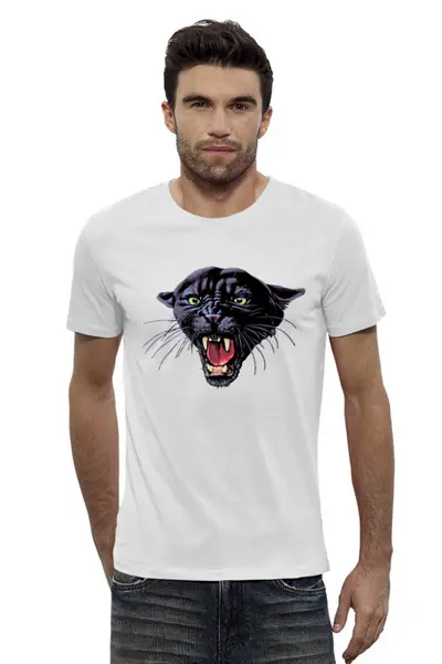 Заказать мужскую футболку в Москве. Футболка базовая Пантера от T-shirt print  - готовые дизайны и нанесение принтов.