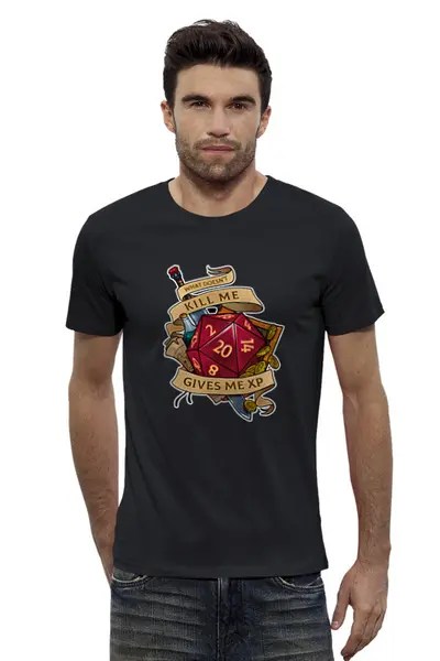 Заказать мужскую футболку в Москве. Футболка базовая Жизнь - это RPG от El Fox - готовые дизайны и нанесение принтов.