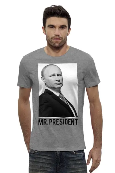 Заказать мужскую футболку в Москве. Футболка базовая Путин от dizer - готовые дизайны и нанесение принтов.