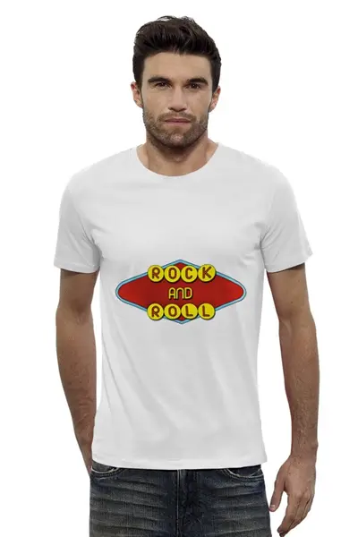 Заказать мужскую футболку в Москве. Футболка базовая Rock and roll от YellowCloverShop - готовые дизайны и нанесение принтов.