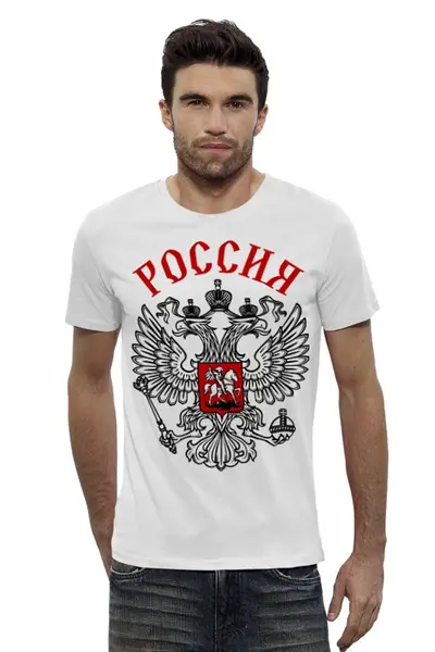 Заказать мужскую футболку в Москве. Футболка базовая Россия от geekbox - готовые дизайны и нанесение принтов.