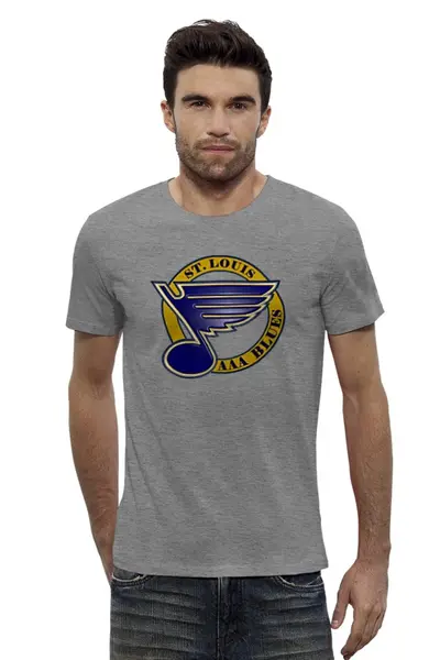Заказать мужскую футболку в Москве. Футболка базовая St Louis Blues / NHL USA от KinoArt - готовые дизайны и нанесение принтов.