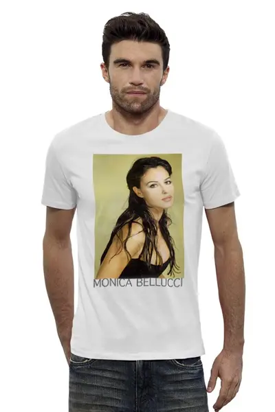 Заказать мужскую футболку в Москве. Футболка базовая Monica Bellucci от KinoArt - готовые дизайны и нанесение принтов.