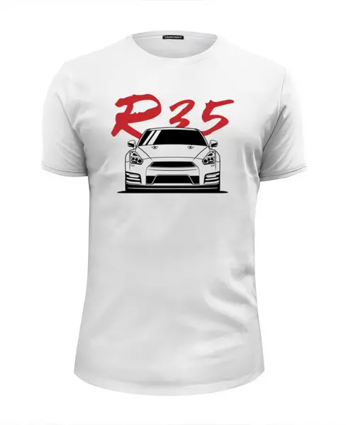 Заказать мужскую футболку в Москве. Футболка базовая Nissan GTR R35 от Oleg Markaryan - готовые дизайны и нанесение принтов.