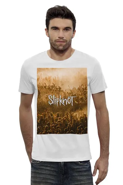 Заказать мужскую футболку в Москве. Футболка базовая Slipknot от Vladec11 - готовые дизайны и нанесение принтов.