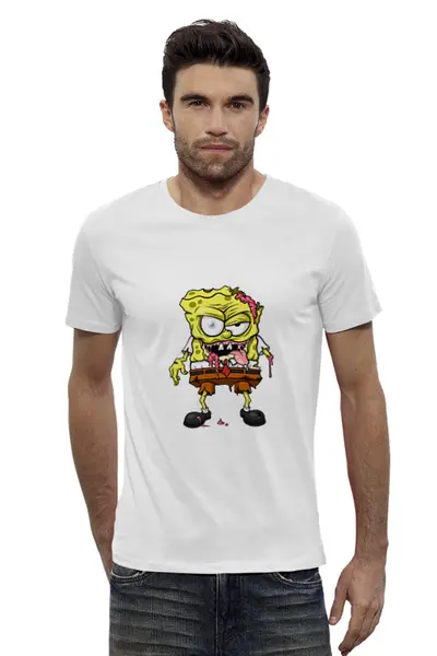 Заказать мужскую футболку в Москве. Футболка базовая SpongeDead от T-shirt print  - готовые дизайны и нанесение принтов.