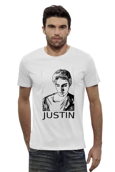 Заказать мужскую футболку в Москве. Футболка базовая Justin Bieber  от cherdantcev - готовые дизайны и нанесение принтов.