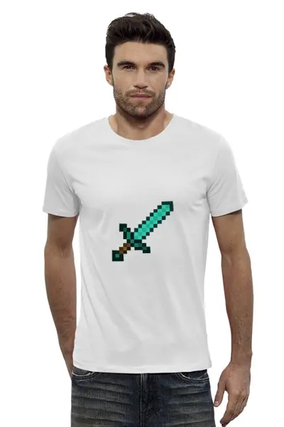 Заказать мужскую футболку в Москве. Футболка базовая Minecraft - Меч от klip - готовые дизайны и нанесение принтов.