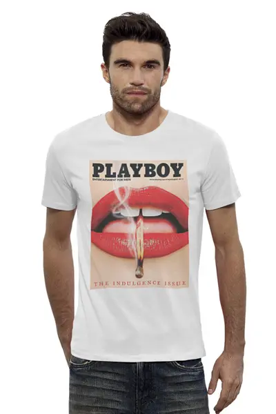 Заказать мужскую футболку в Москве. Футболка базовая Playboy от KinoArt - готовые дизайны и нанесение принтов.
