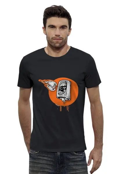 Заказать мужскую футболку в Москве. Футболка базовая Zombie от T-shirt print  - готовые дизайны и нанесение принтов.