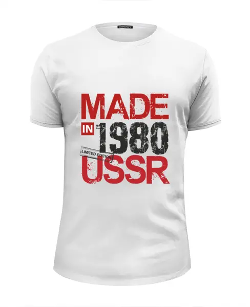 Заказать мужскую футболку в Москве. Футболка базовая 1980 год рождения от Djimas Leonki - готовые дизайны и нанесение принтов.
