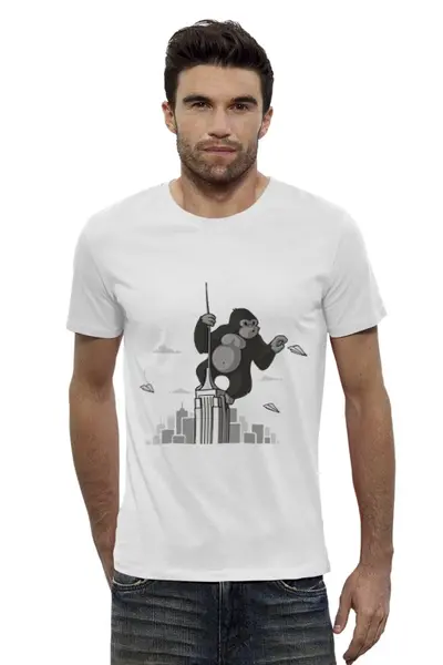 Заказать мужскую футболку в Москве. Футболка базовая king kong от ANDREI M - готовые дизайны и нанесение принтов.