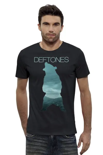 Заказать мужскую футболку в Москве. Футболка базовая Deftones медведь от inPrintio - готовые дизайны и нанесение принтов.