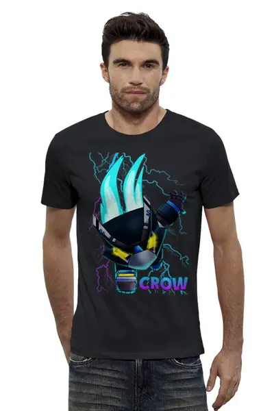 Заказать мужскую футболку в Москве. Футболка базовая Brawl Stars CROW от vista12761@rambler.ru - готовые дизайны и нанесение принтов.