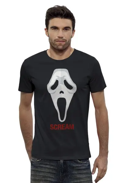 Заказать мужскую футболку в Москве. Футболка базовая Scream / Крик от KinoArt - готовые дизайны и нанесение принтов.