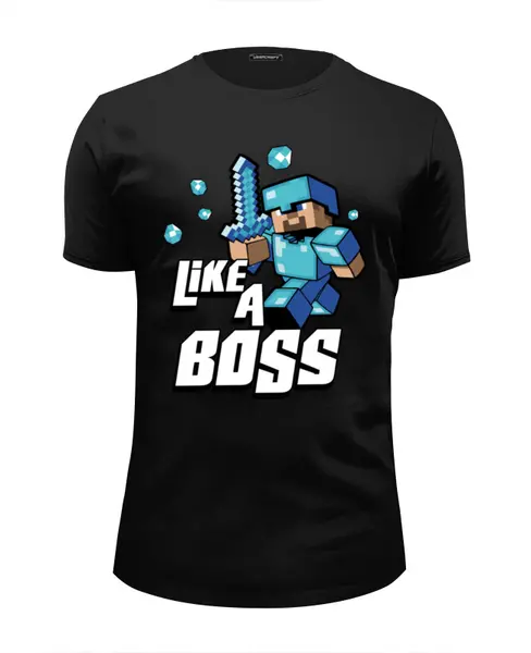 Заказать мужскую футболку в Москве. Футболка базовая Like a Boss. Майнкрафт от geekbox - готовые дизайны и нанесение принтов.