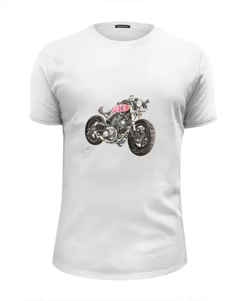 Заказать мужскую футболку в Москве. Футболка базовая Мотоцикл от kristibygaga - готовые дизайны и нанесение принтов.