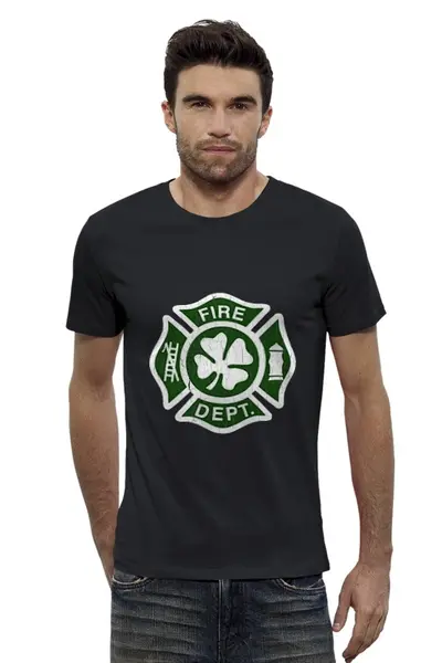 Заказать мужскую футболку в Москве. Футболка базовая Ирландский пожарный от printik - готовые дизайны и нанесение принтов.