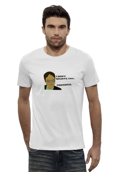 Заказать мужскую футболку в Москве. Футболка базовая Dwight Schrute от crodxe - готовые дизайны и нанесение принтов.