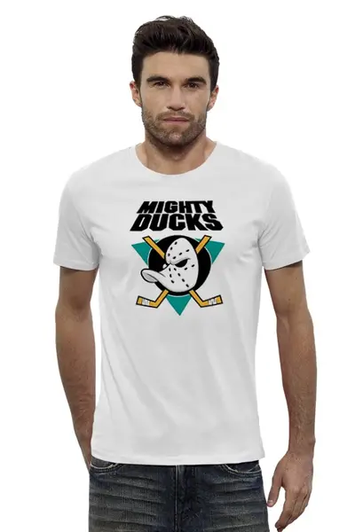 Заказать мужскую футболку в Москве. Футболка базовая  Anaheim Ducks от Каролина Королева - готовые дизайны и нанесение принтов.
