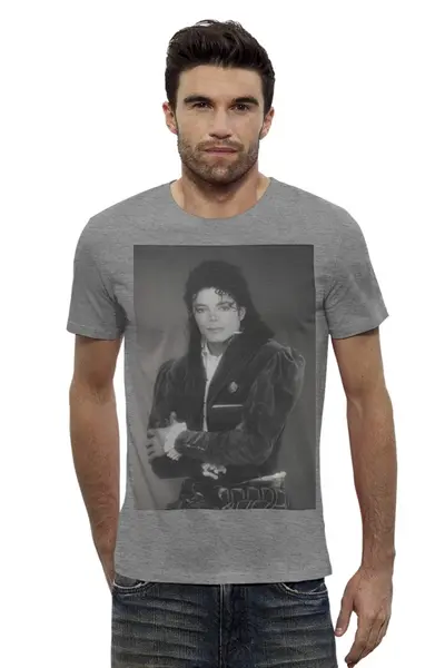 Заказать мужскую футболку в Москве. Футболка базовая Michael Jackson II от KinoArt - готовые дизайны и нанесение принтов.