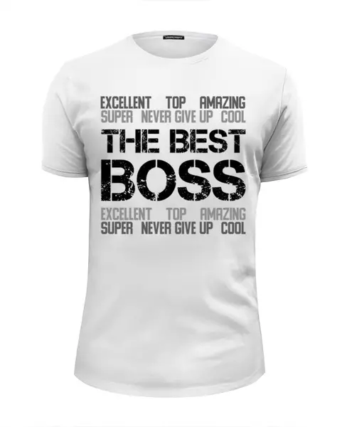 Заказать мужскую футболку в Москве. Футболка базовая The best boss ever от Михаил Илюхин - готовые дизайны и нанесение принтов.