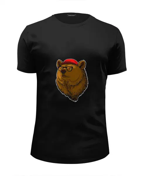 Заказать мужскую футболку в Москве. Футболка базовая Медведь-хипстер от YellowCloverShop - готовые дизайны и нанесение принтов.