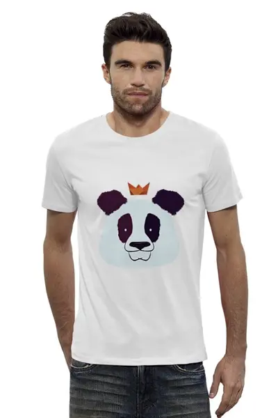 Заказать мужскую футболку в Москве. Футболка базовая Король панда от cherdantcev - готовые дизайны и нанесение принтов.