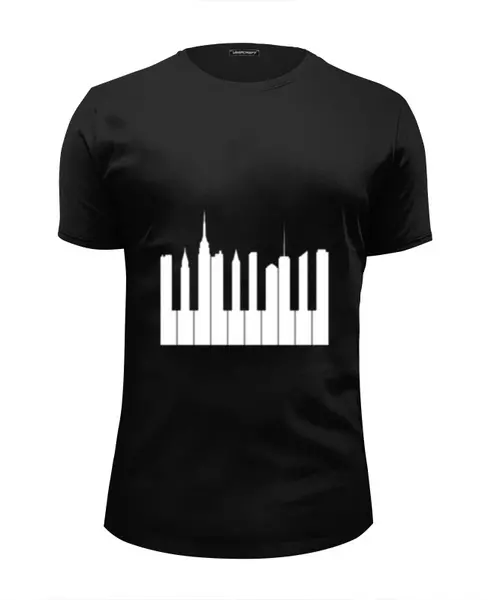 Заказать мужскую футболку в Москве. Футболка базовая Piano-city  от Lin Melman - готовые дизайны и нанесение принтов.