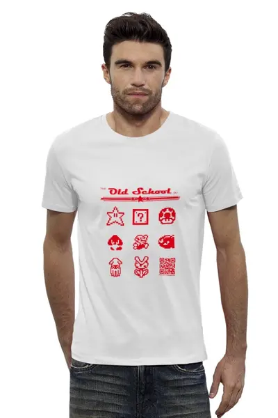 Заказать мужскую футболку в Москве. Футболка базовая "The Old School 90": Super Mario от Octopuslabel - готовые дизайны и нанесение принтов.