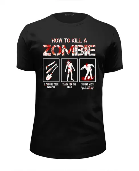 Заказать мужскую футболку в Москве. Футболка базовая Как убить зомби от geekbox - готовые дизайны и нанесение принтов.