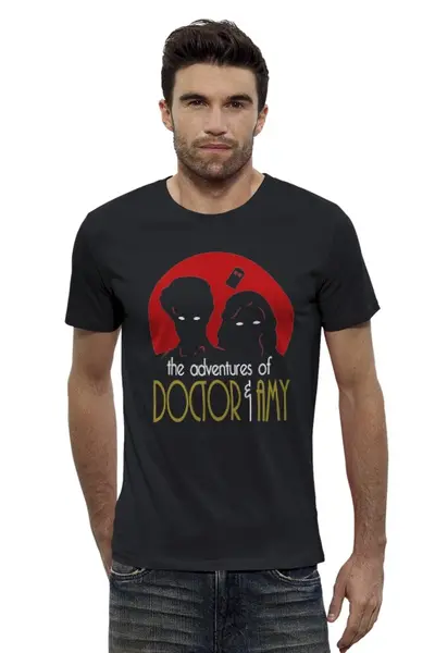 Заказать мужскую футболку в Москве. Футболка базовая Doctor & Amy от skynatural - готовые дизайны и нанесение принтов.