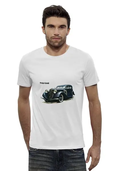 Заказать мужскую футболку в Москве. Футболка базовая Ретроавтомобили 4 от Виктор Гришин - готовые дизайны и нанесение принтов.