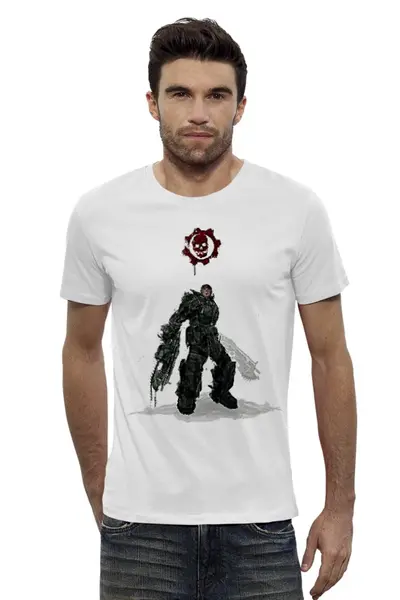 Заказать мужскую футболку в Москве. Футболка базовая Gears of War от nessime - готовые дизайны и нанесение принтов.