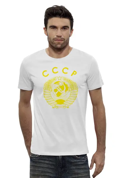 Заказать мужскую футболку в Москве. Футболка базовая герб ссср от kirysha - готовые дизайны и нанесение принтов.