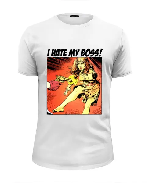 Заказать мужскую футболку в Москве. Футболка базовая I Hate My Boss! от OEX design - готовые дизайны и нанесение принтов.