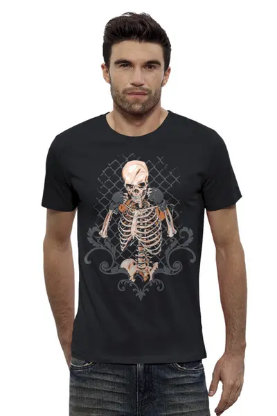 Заказать мужскую футболку в Москве. Футболка базовая Скелет арт от T-shirt print  - готовые дизайны и нанесение принтов.