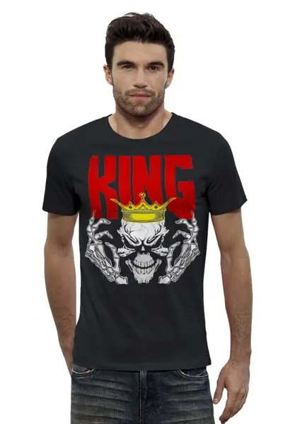 Заказать мужскую футболку в Москве. Футболка базовая Skull King  от Leichenwagen - готовые дизайны и нанесение принтов.