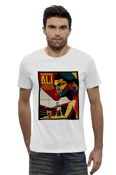 Заказать мужскую футболку в Москве. Футболка базовая Muhammad Ali от creativemen - готовые дизайны и нанесение принтов.