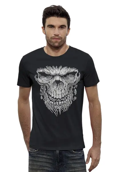 Заказать мужскую футболку в Москве. Футболка базовая Skull Art от Leichenwagen - готовые дизайны и нанесение принтов.