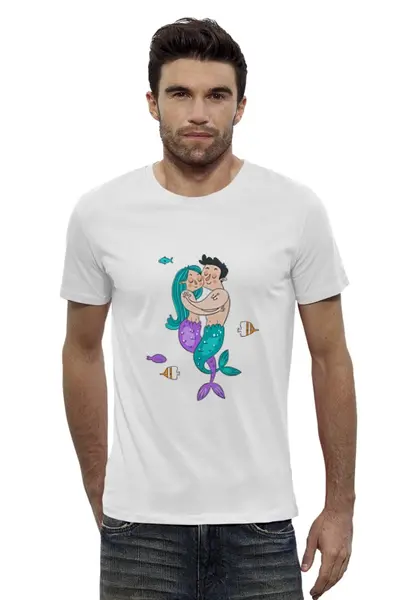Заказать мужскую футболку в Москве. Футболка базовая Подводная любовь от zen4@bk.ru - готовые дизайны и нанесение принтов.
