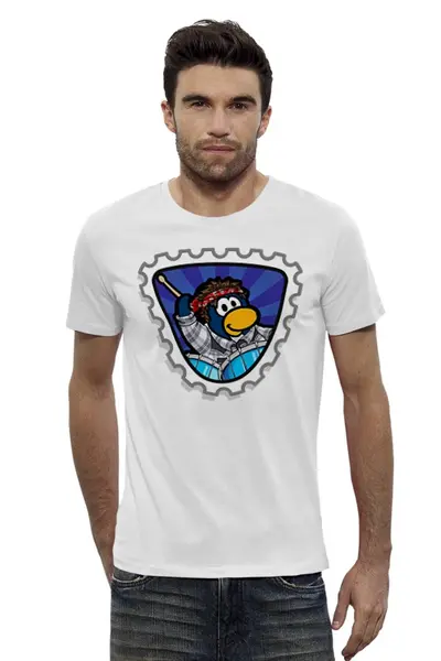 Заказать мужскую футболку в Москве. Футболка базовая футболка "пингвин-барабанщик" от heretic000 - готовые дизайны и нанесение принтов.