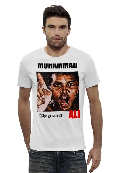 Заказать мужскую футболку в Москве. Футболка базовая MUHHAMAD ALI The Greatest от nuc7ear - готовые дизайны и нанесение принтов.