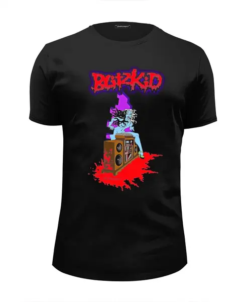 Заказать мужскую футболку в Москве. Футболка базовая Blitzkid band от Leichenwagen - готовые дизайны и нанесение принтов.