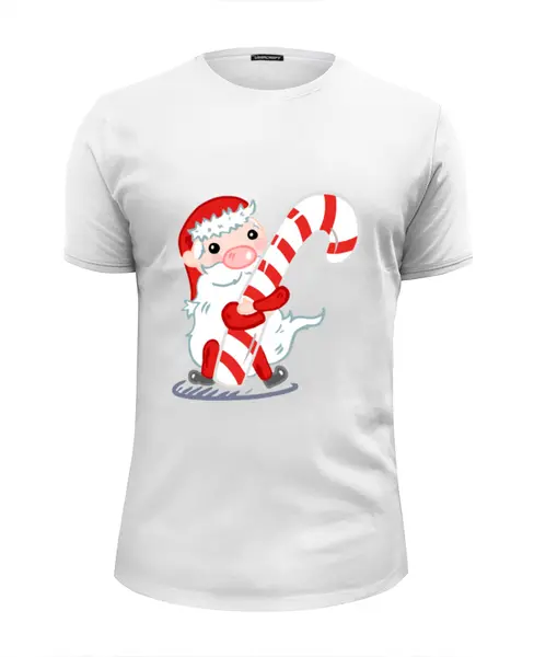 Заказать мужскую футболку в Москве. Футболка базовая Дед Мороз с леденцом  от Romanova - готовые дизайны и нанесение принтов.