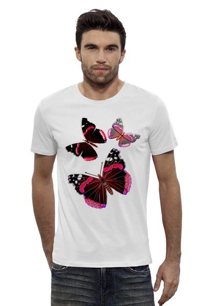 Заказать мужскую футболку в Москве. Футболка базовая Три бабочки от Alexey Evsyunin - готовые дизайны и нанесение принтов.