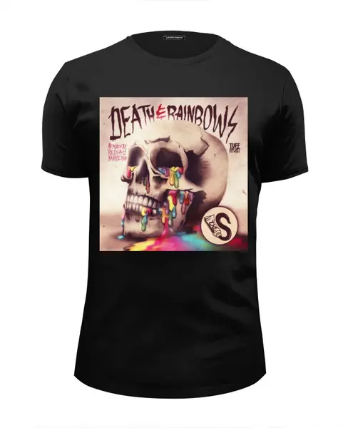 Заказать мужскую футболку в Москве. Футболка базовая Death & Rainbows от Радуг - готовые дизайны и нанесение принтов.