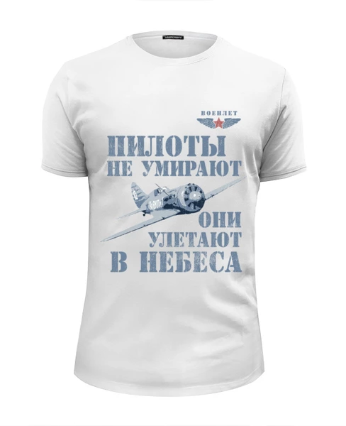 Заказать мужскую футболку в Москве. Футболка базовая Пилоты не умирают от Рустам Юсупов - готовые дизайны и нанесение принтов.
